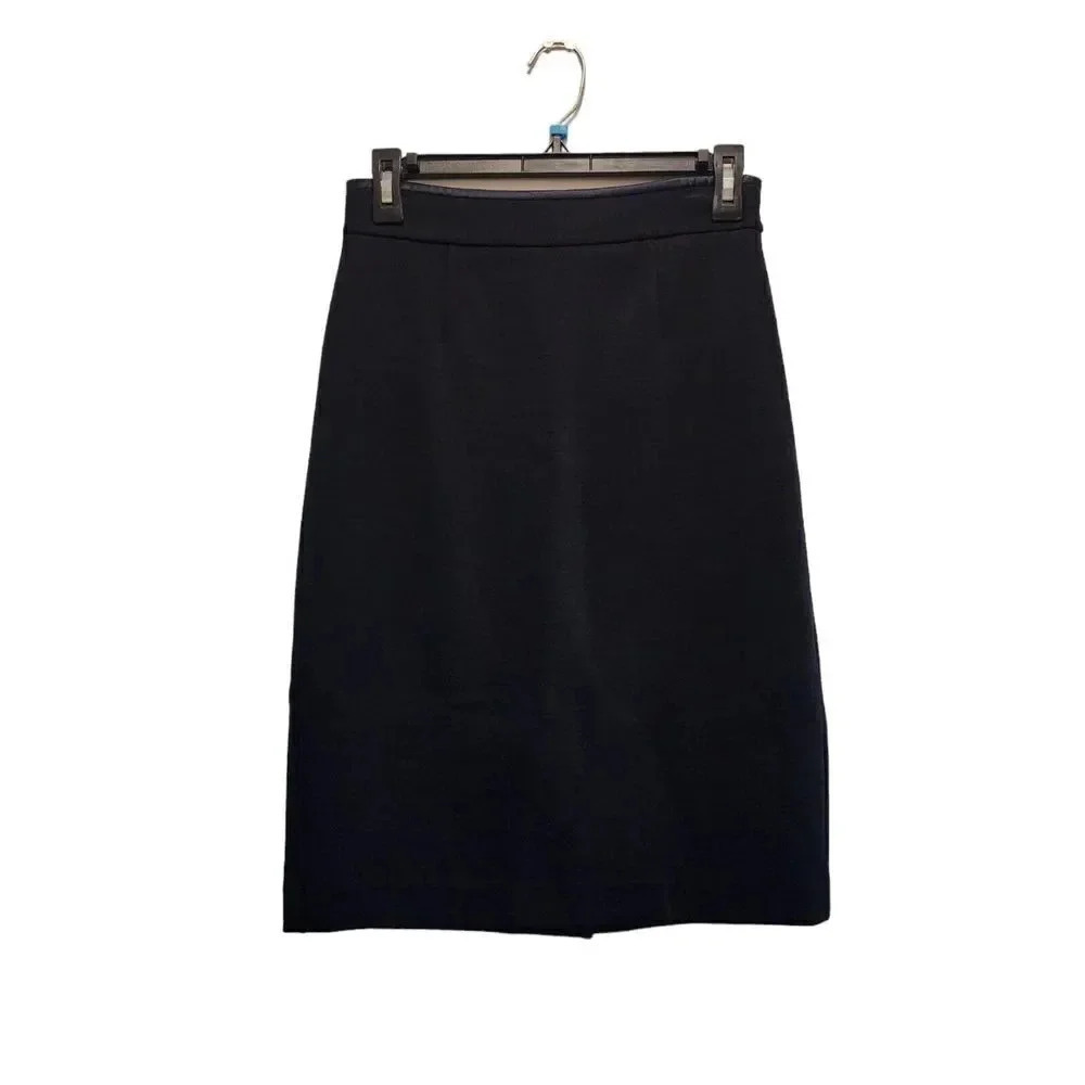 NWOT Charles Nolan Short Skirt Business Womens Size 2 Black Wool Blend Side Zip